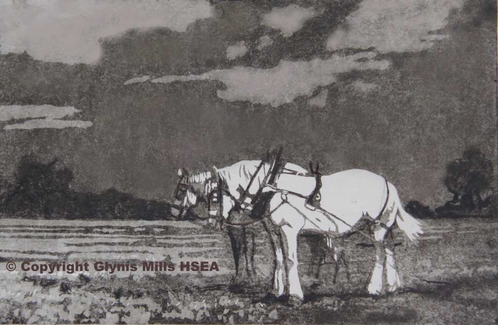 WGlynisMillsTeabreakAquatintEtching « Society of Equestrian Artists